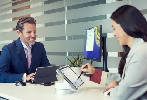 samsung man and woman remote working