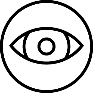A line illustration icon of an eye.