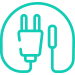 Graphic icon of a powerlead to indicate a power saving of up to 71% to illustrate reduced cost and risk