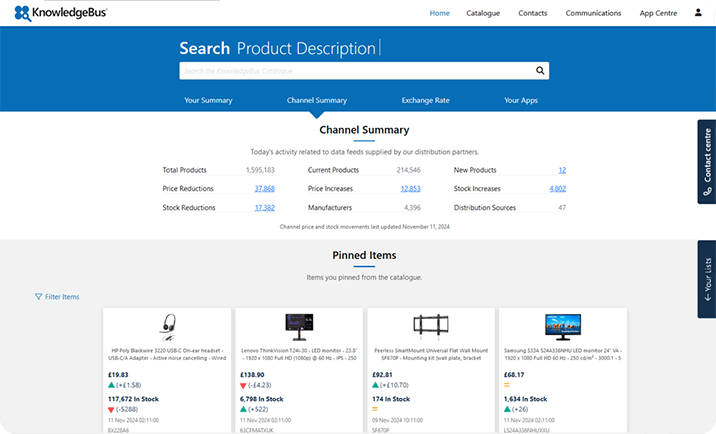 KnowledgeBus IT Price Benchmarking Screen