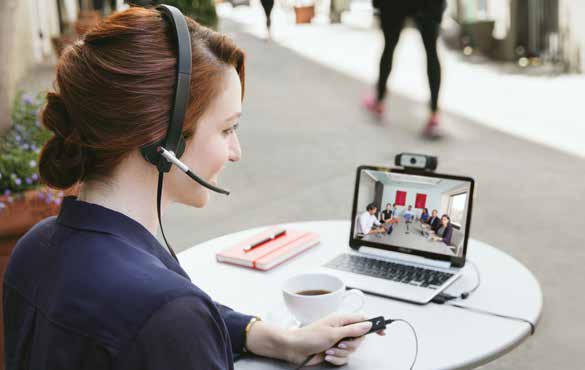 Logitech woman on a video call