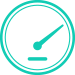 Graphic icon of a monitoring gauge to indicate maximum uptime to illustrate greater reliability