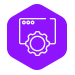 Graphic icon of a computer console and a cog to illustrate software updates, patches and rollout