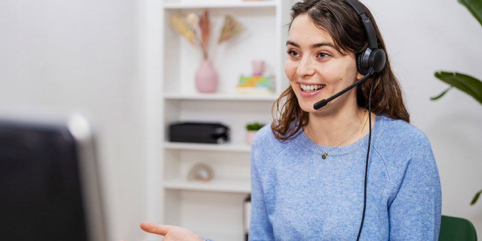 Woman using hs200 headphones