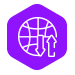 Graphic icon of a connected globe to illustrate computer workstation and laptop support